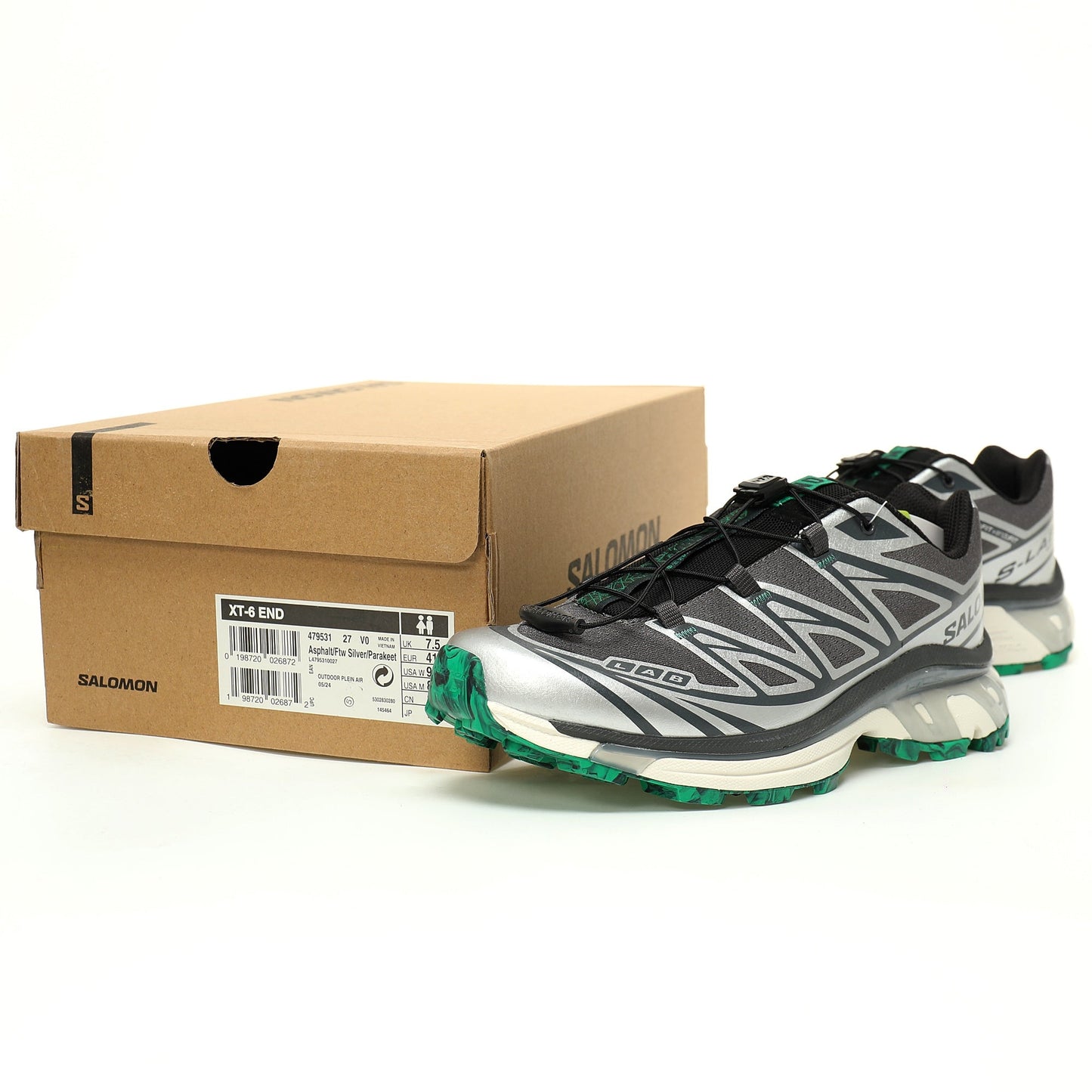 Salomon XT-6 GTX Outdoor Sports Shoes Collection   Grey / Silver / Green