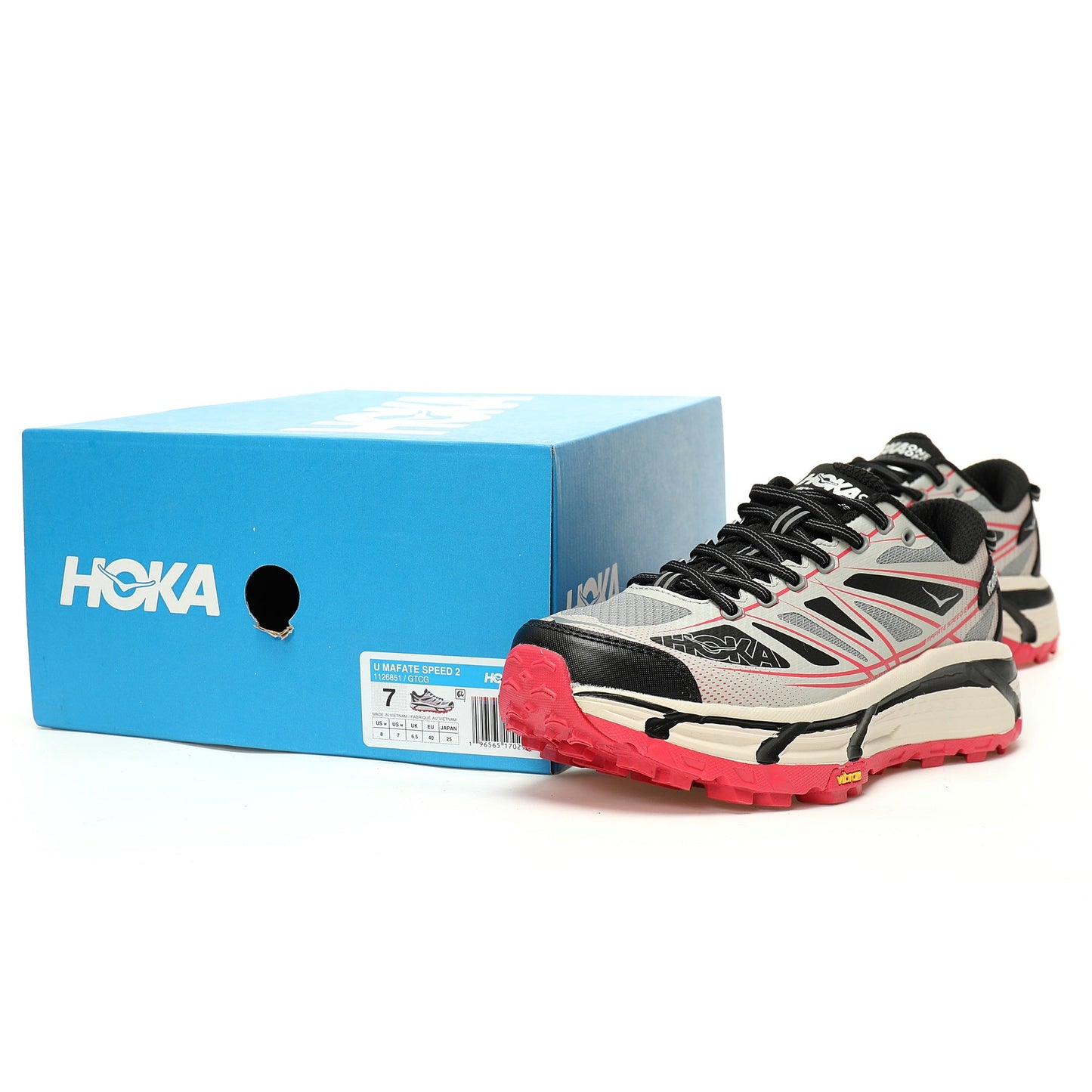 HOKA Mafate Speed 2 Low | Trail Running Shoes   Black / Silver / Red