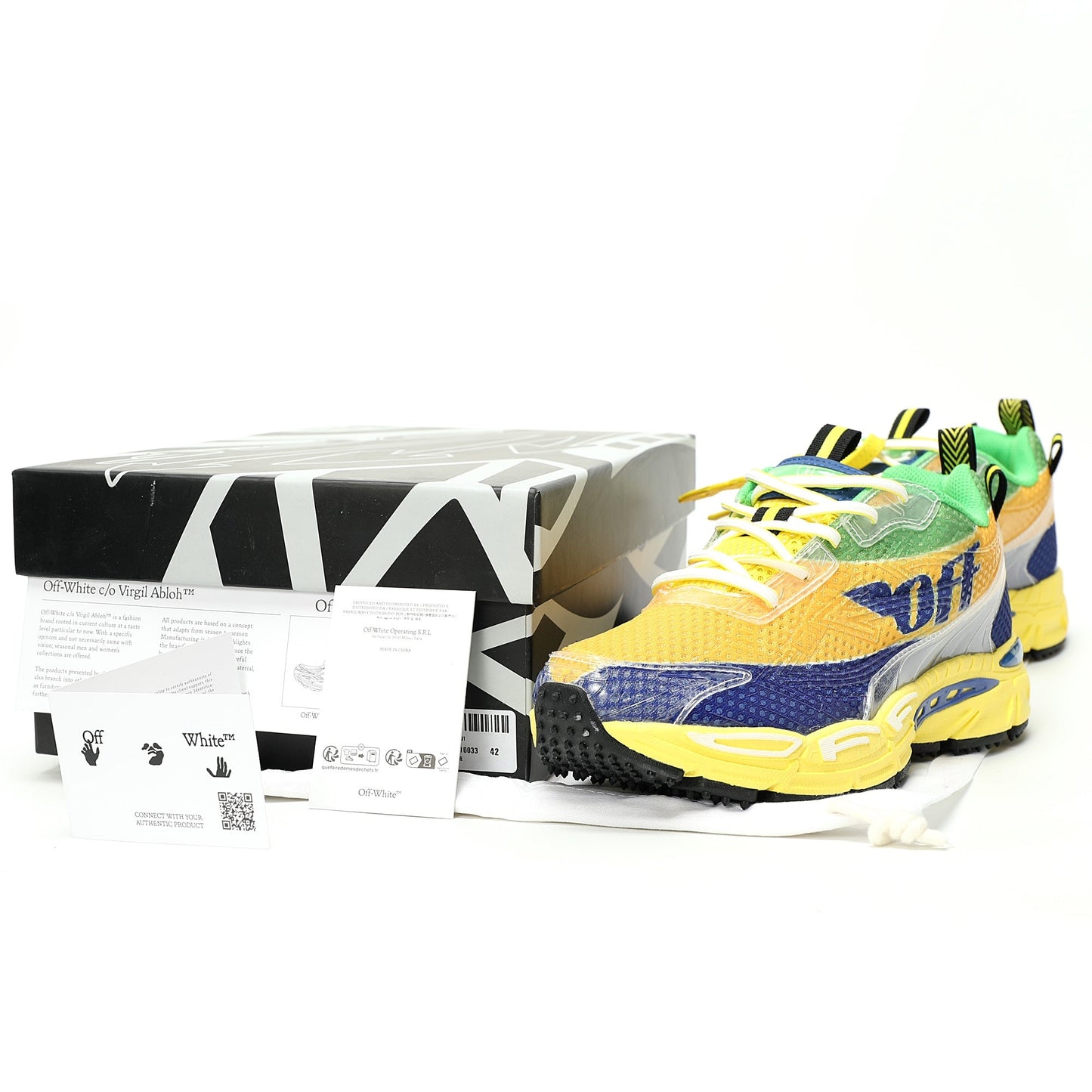 Off-White™ "Be Right Back" Sneaker — BRB   Yellow / Blue / Green